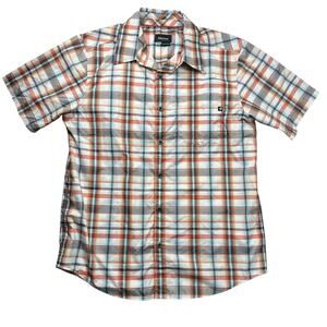 Marmot Short‎ Sleeve Orange Plaid Button Down Mens Shirt Size Large Outdoors